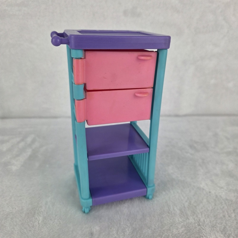 Vintage 1994 Mattel Barbie Pet Shop Vet Salon Rolling Storage Cart Furniture
